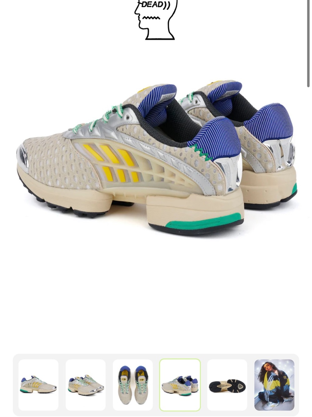 Brain Dead Beige Silver Yellow Green Accent Sneakers - Picture 2 of 4